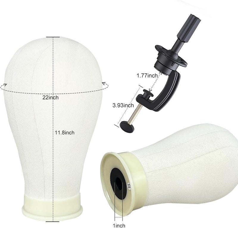 Firstwon 22 Inch Wig Head Canvas Block Mannequin Head for Hair Styling Practice Display Wig Making Tipod Stand with T Pins Set. - Image 3
